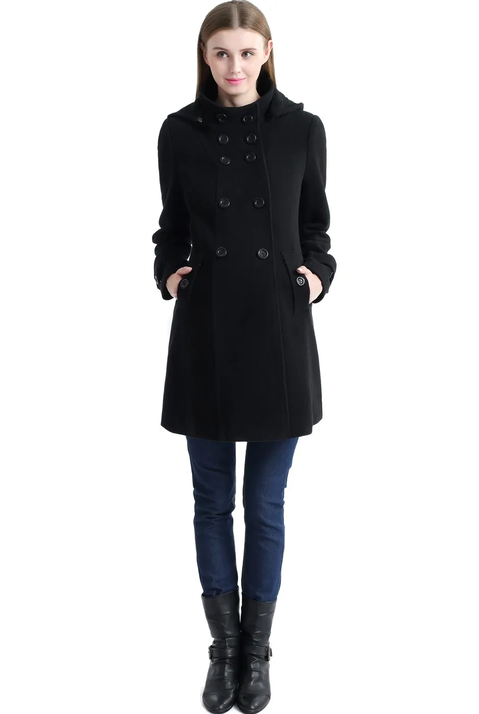 Kimi   Kai Maternity "Penelope" Wool Blend A-Lined Coat