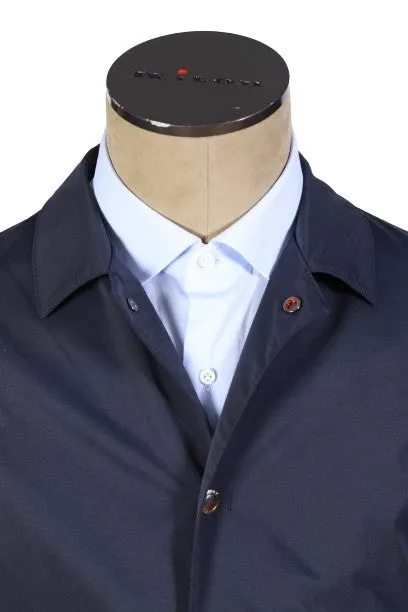 Kired by Kiton Dark-Blue Solid Nylon Raincoat