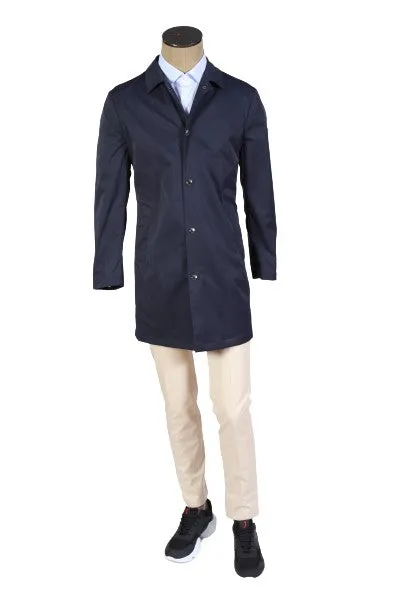 Kired by Kiton Dark-Blue Solid Nylon Raincoat