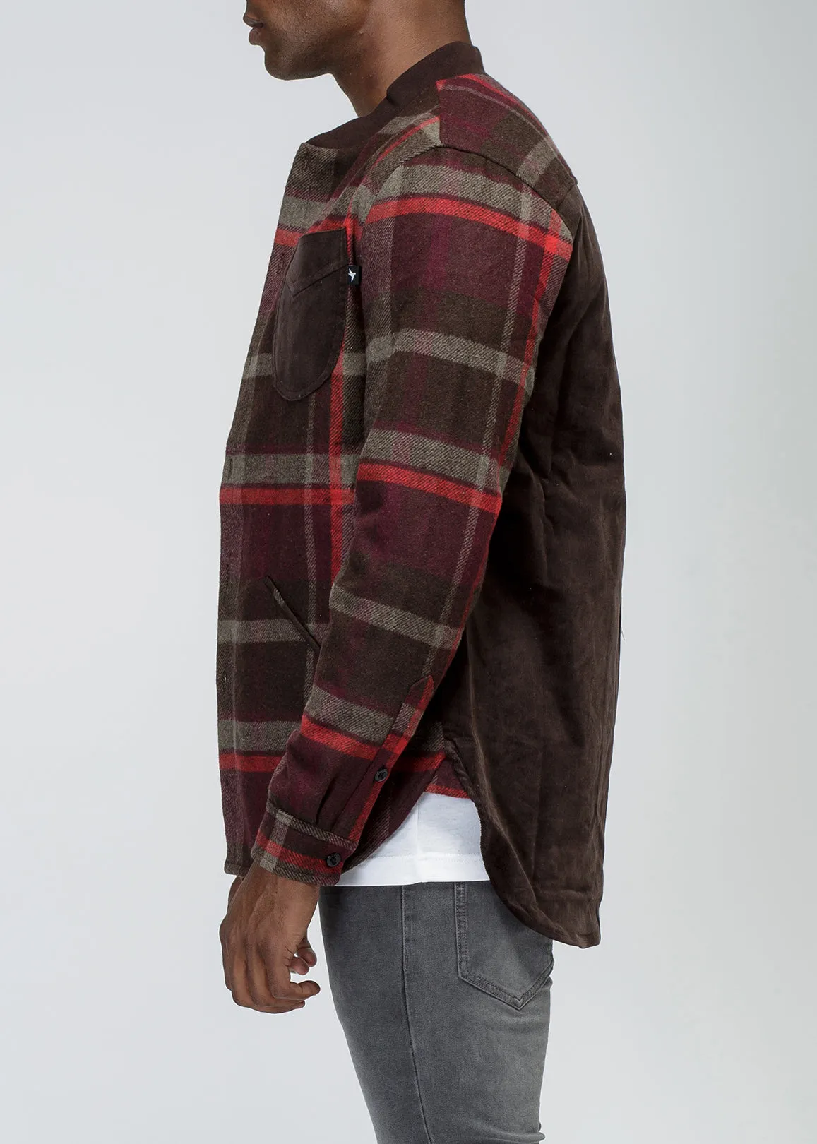 Konus Men's Wool Blend Shirt Jacket in Burgundy