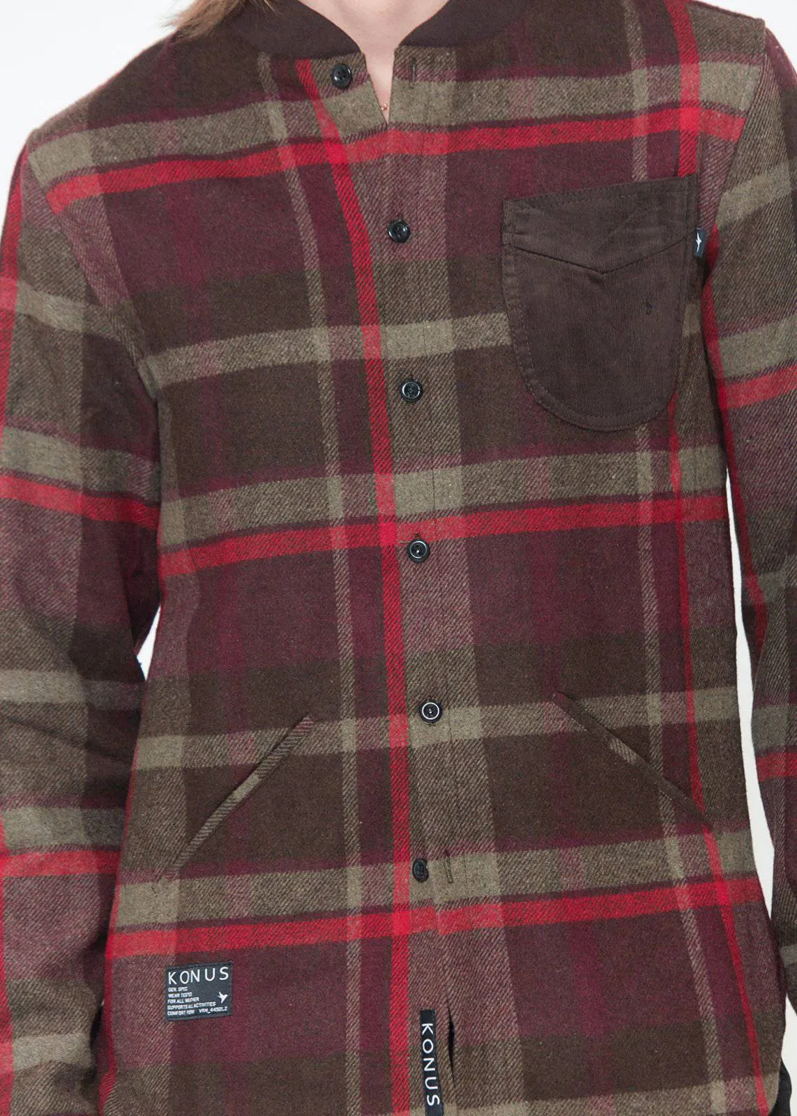 Konus Men's Wool Blend Shirt Jacket in Burgundy