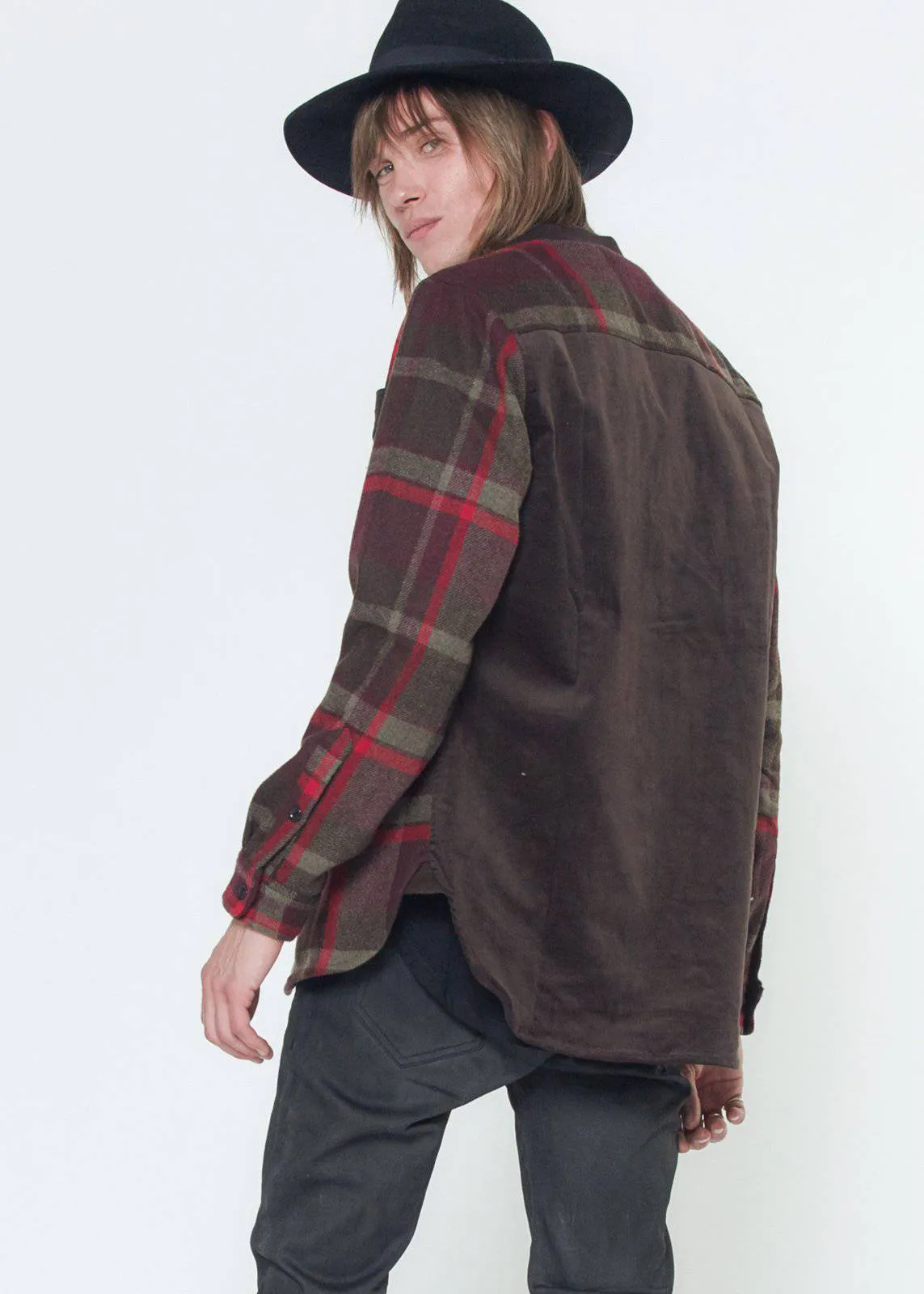 Konus Men's Wool Blend Shirt Jacket in Burgundy