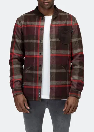 Konus Men's Wool Blend Shirt Jacket in Burgundy