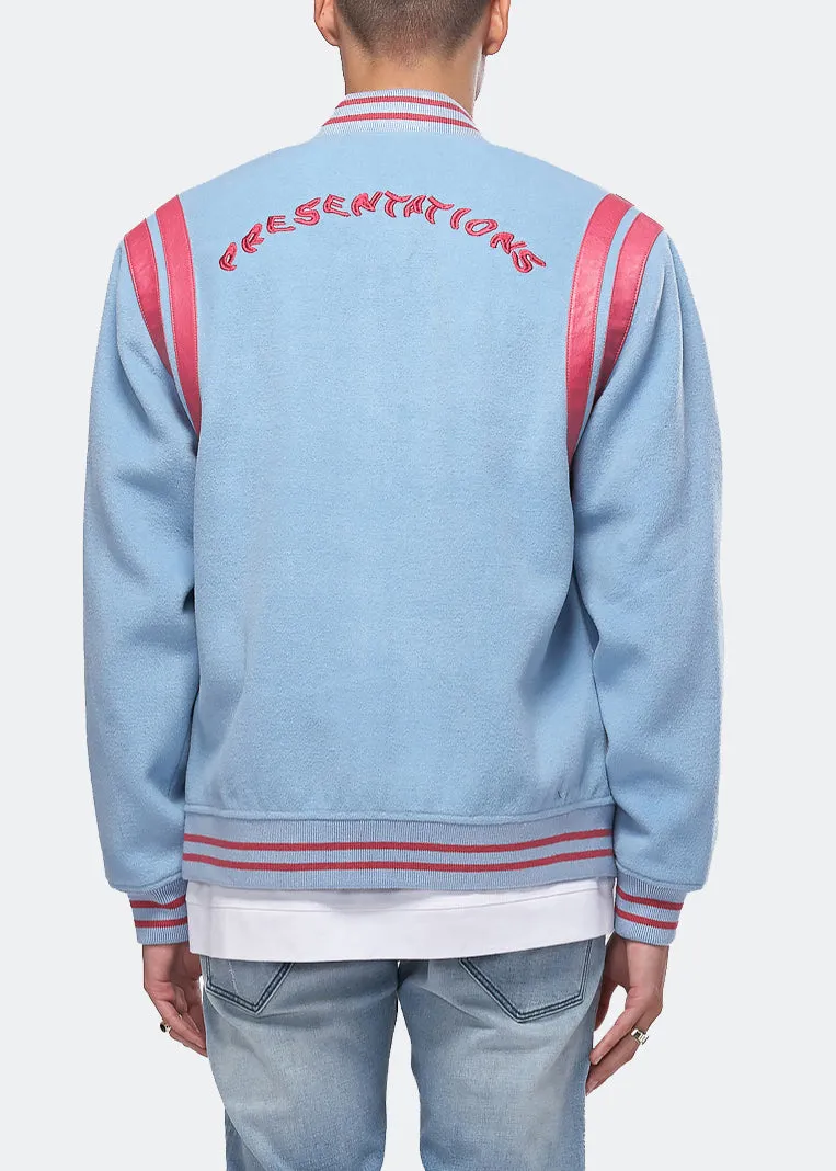 Konus Men's Wool Blend Varsity Jacket in Blue