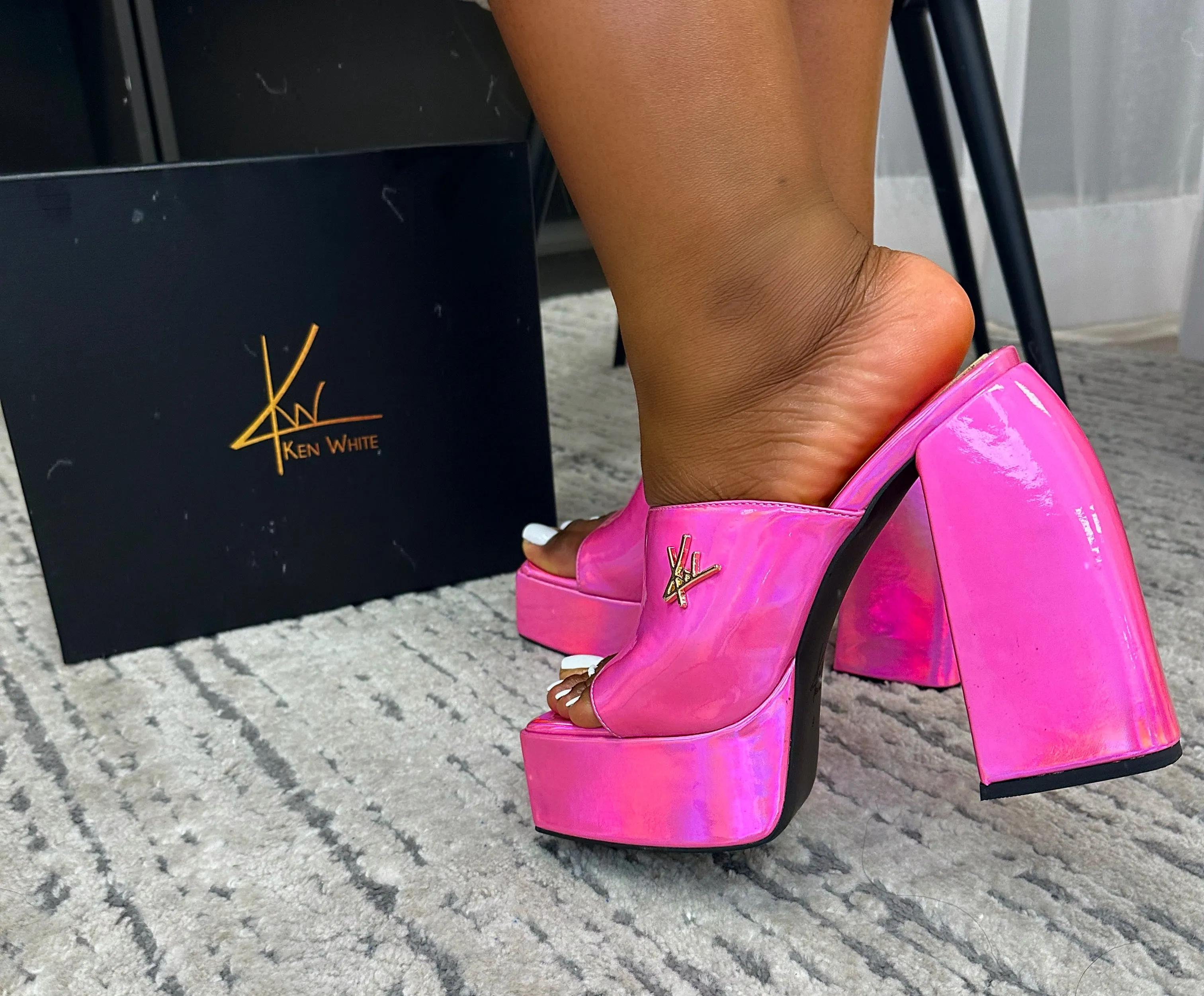 KW Pink Metallic Mules