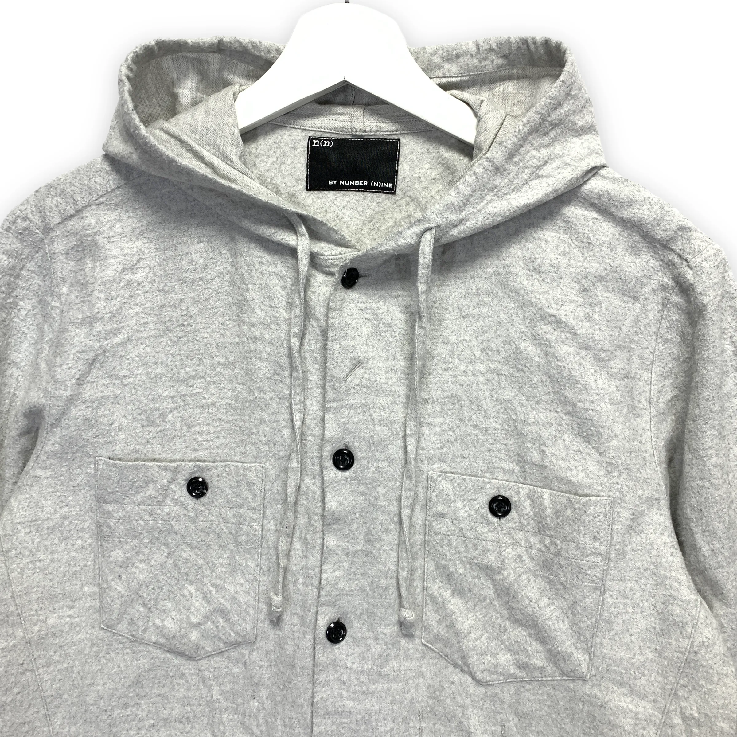 [L] Number Nine Hooded Flannel L/S Shirt Grey