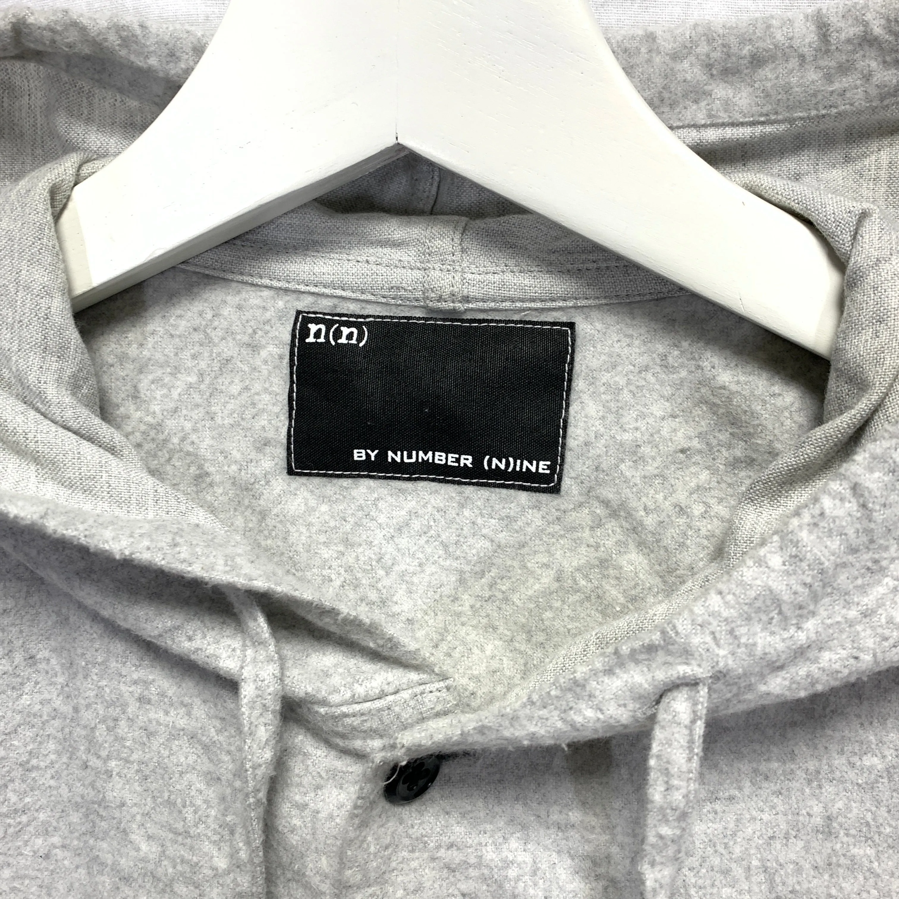 [L] Number Nine Hooded Flannel L/S Shirt Grey