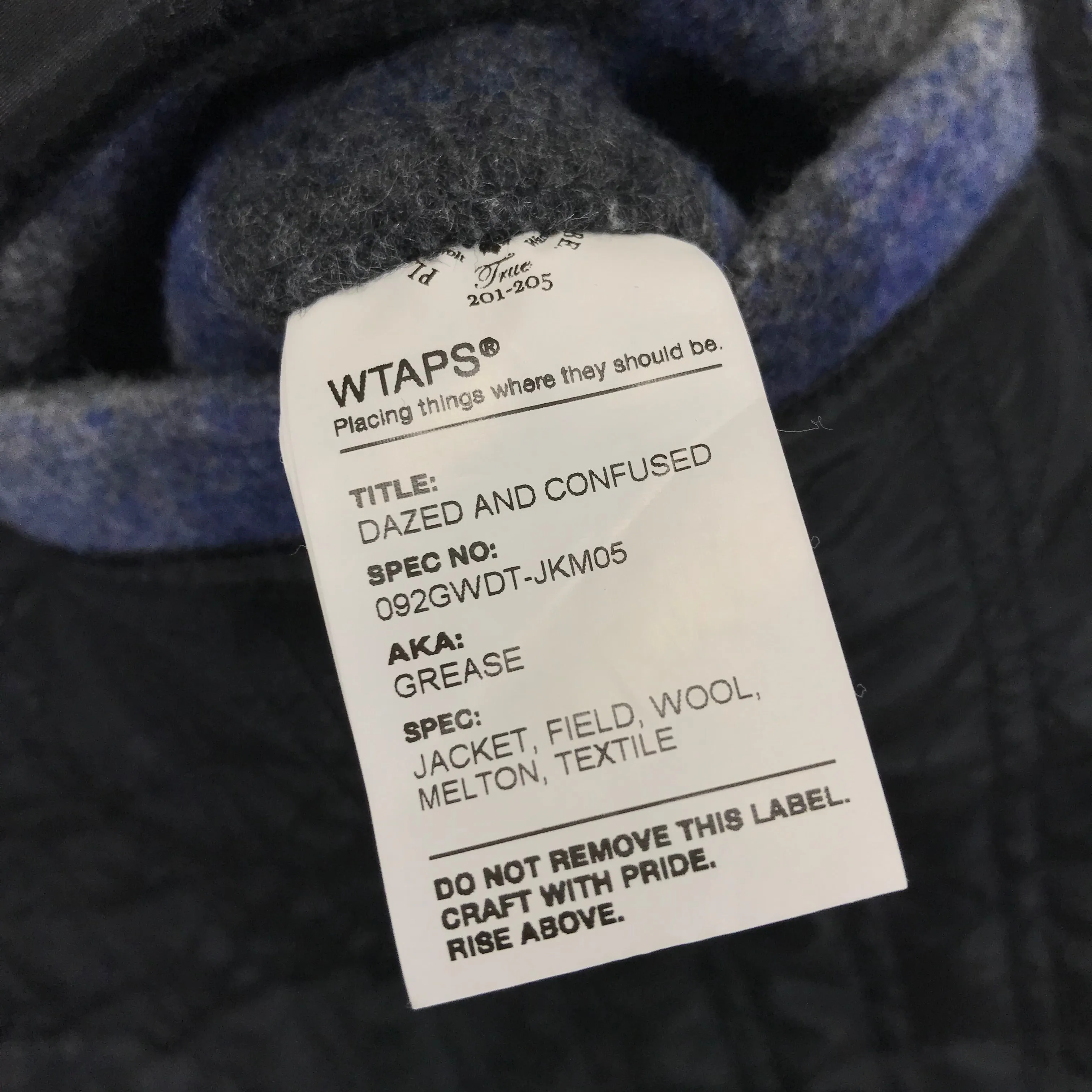 [L] WTaps 09AW Melton Wool Grease Jacket Blue