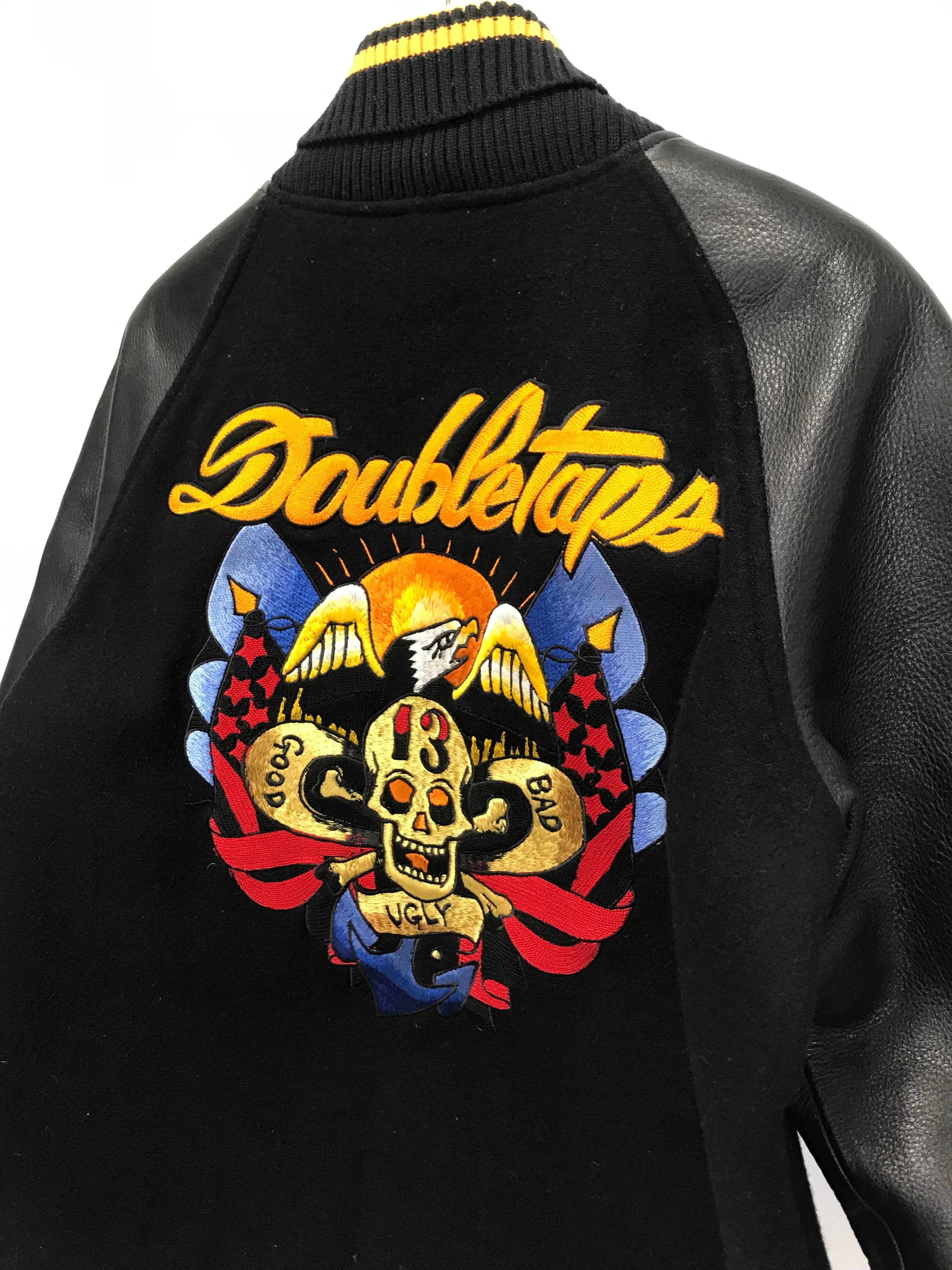 [L] WTaps Philosophy Store Limited 'Good Bad Ugly' Varsity Jacket Black