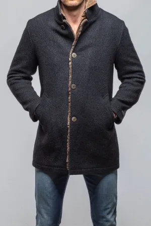 Lazard Long Knit Coat In Navy