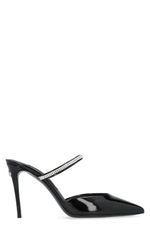 Leather pointy-toe mules