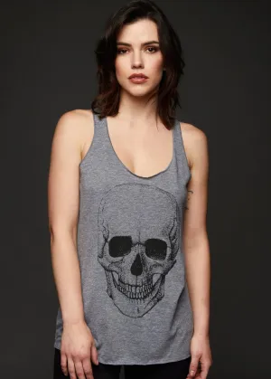Lets Get Rocked Heather Grey Skull Loose Fit Tank Top