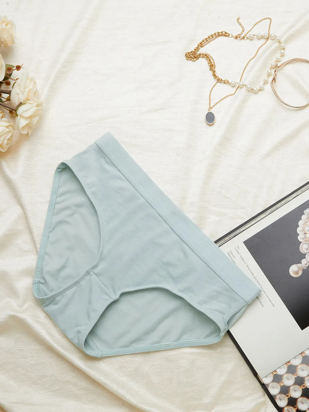 Light Green & Green Melange Hipster Pack of 2 Panties for Women - Zola