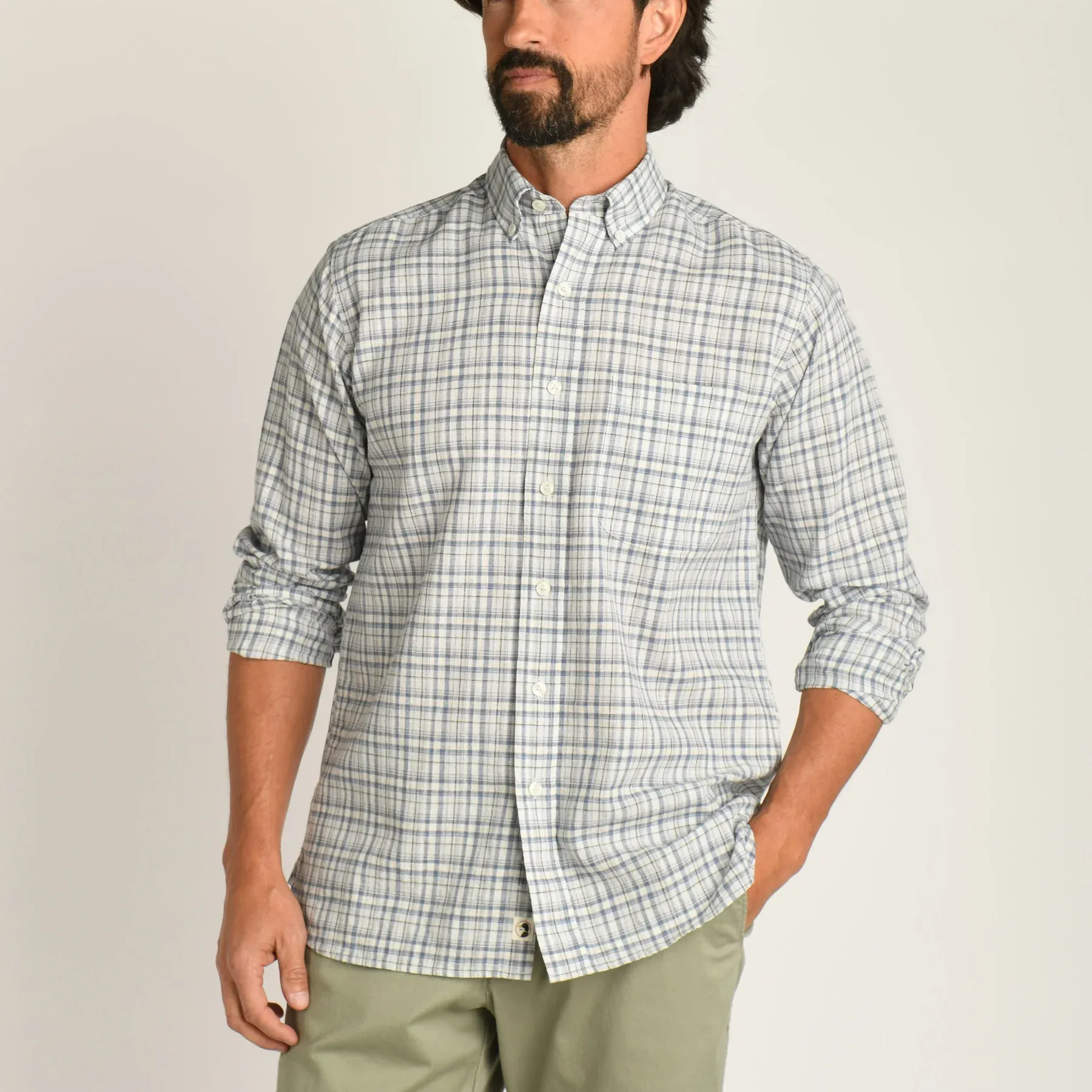 Linen Cotton Oxford Sport Shirt (Light Blue)