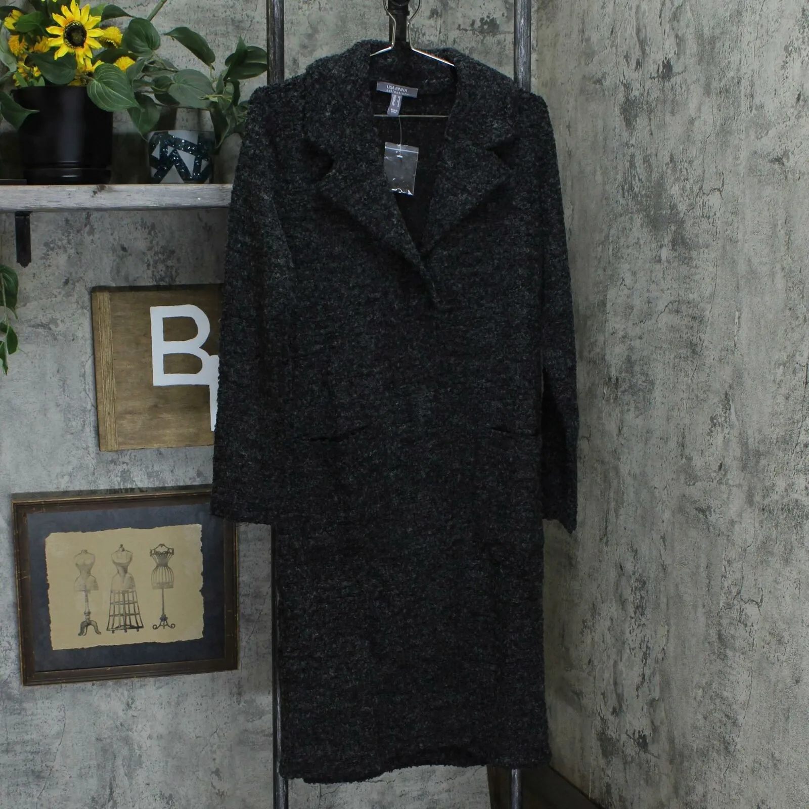 Lisa Rinna Collection Women's Bumpy Knit Wool Blend Duster Coatigan