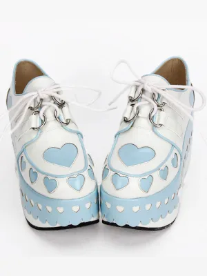 Lolita Platform Shoes Hearts High Platform Lolita Deck Shoes With Laciness