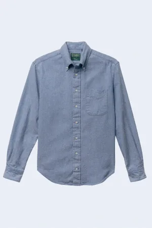 Long Sleeve Button Down Shetland Flannel Shirt in Blue