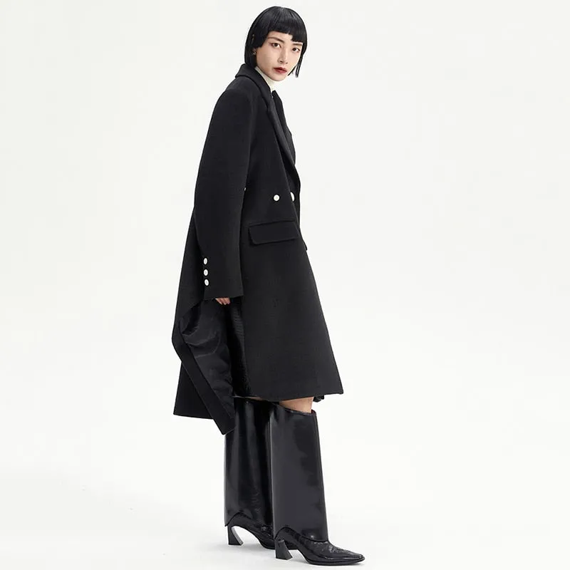 Loose Fit Gray Irregular Big Size Shaped Woolen Coat