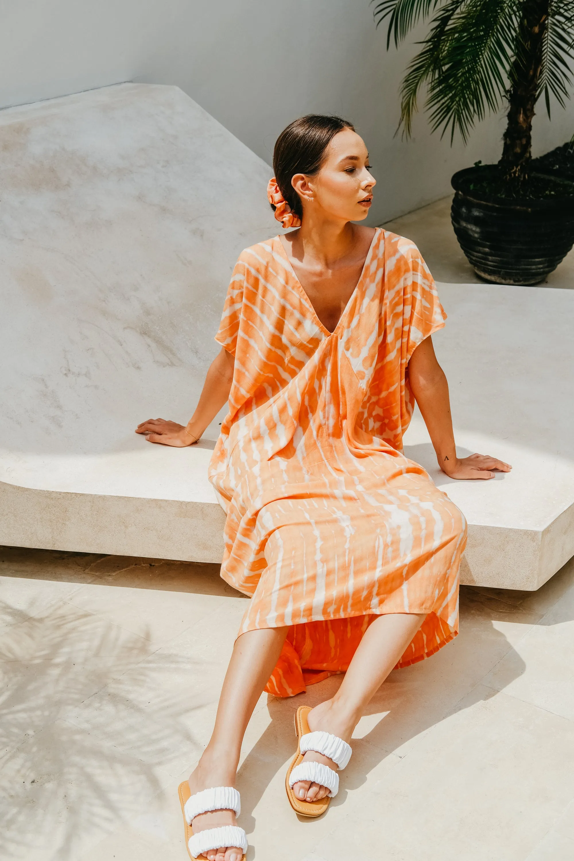 Loretta Linen and Leather Slide Sandals