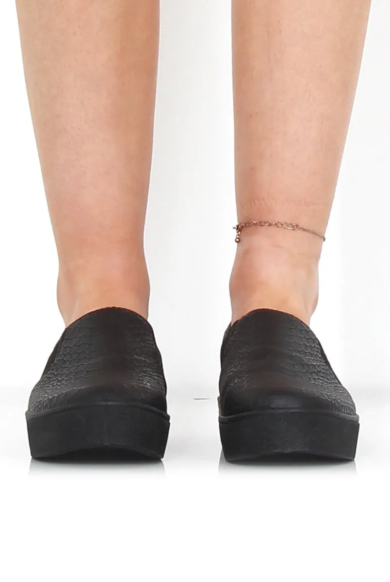 Lori Black Snakeskin Sneakers