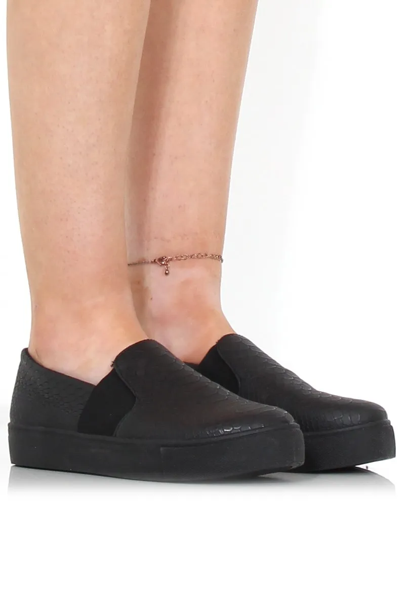Lori Black Snakeskin Sneakers