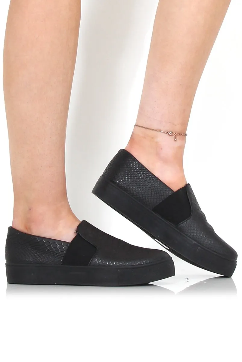 Lori Black Snakeskin Sneakers