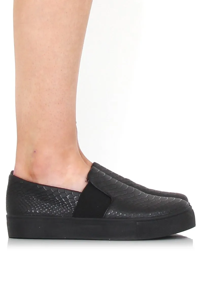 Lori Black Snakeskin Sneakers