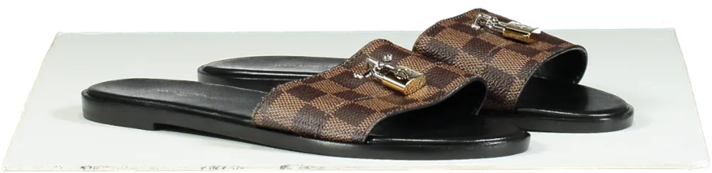 Louis Vuitton Brown Lock It Flat Mules UK 5.5 EU 38.5 👠