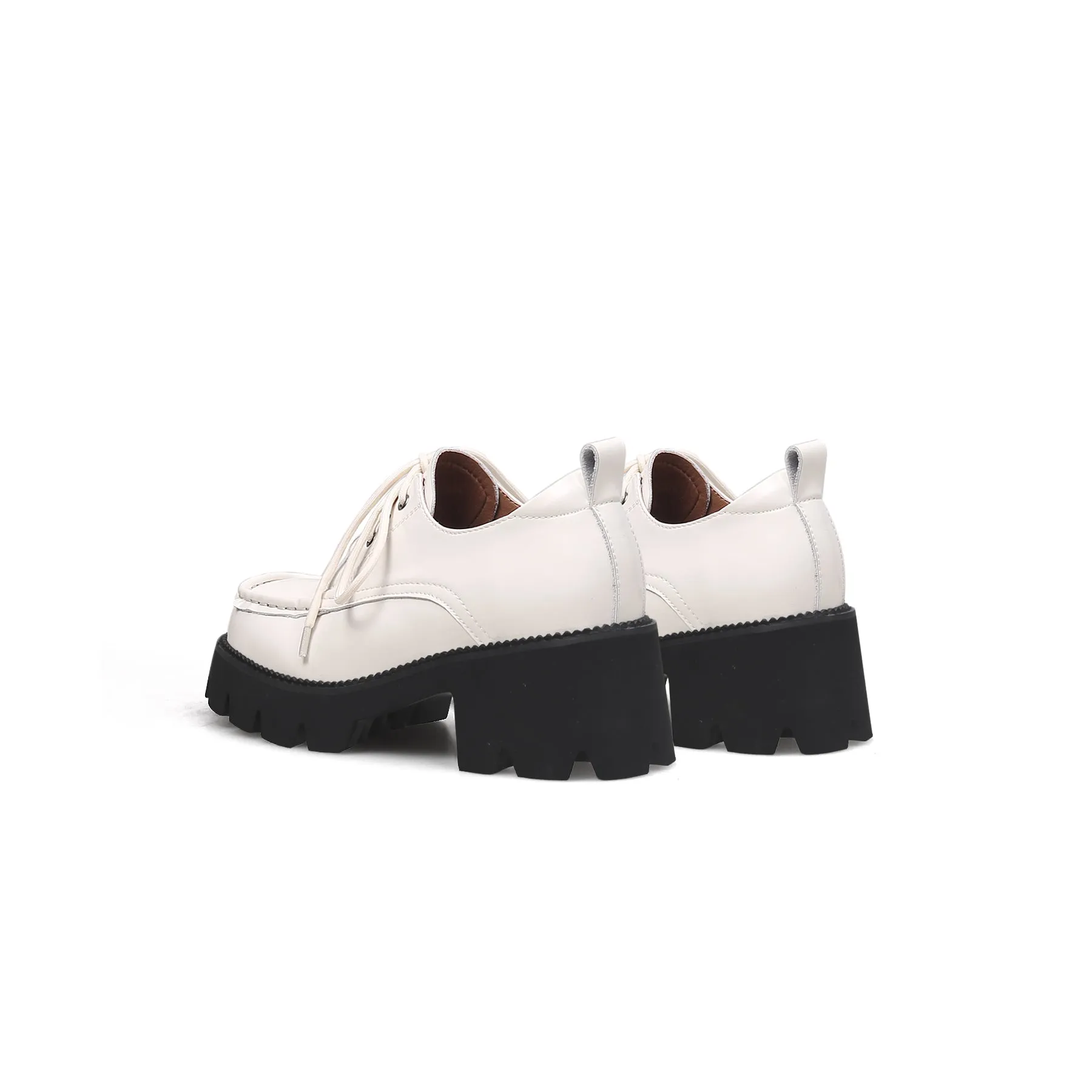 Lug Platform Leather Sneaker Ivory