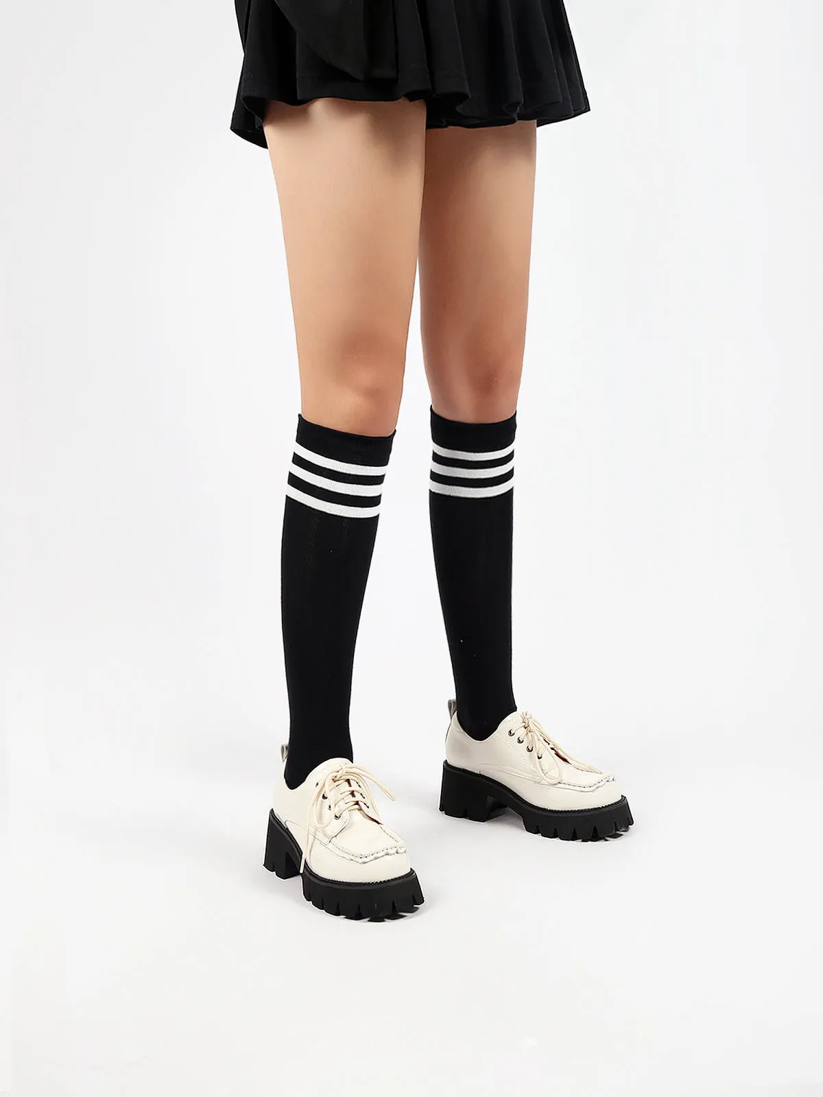 Lug Platform Leather Sneaker Ivory
