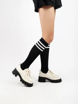 Lug Platform Leather Sneaker Ivory