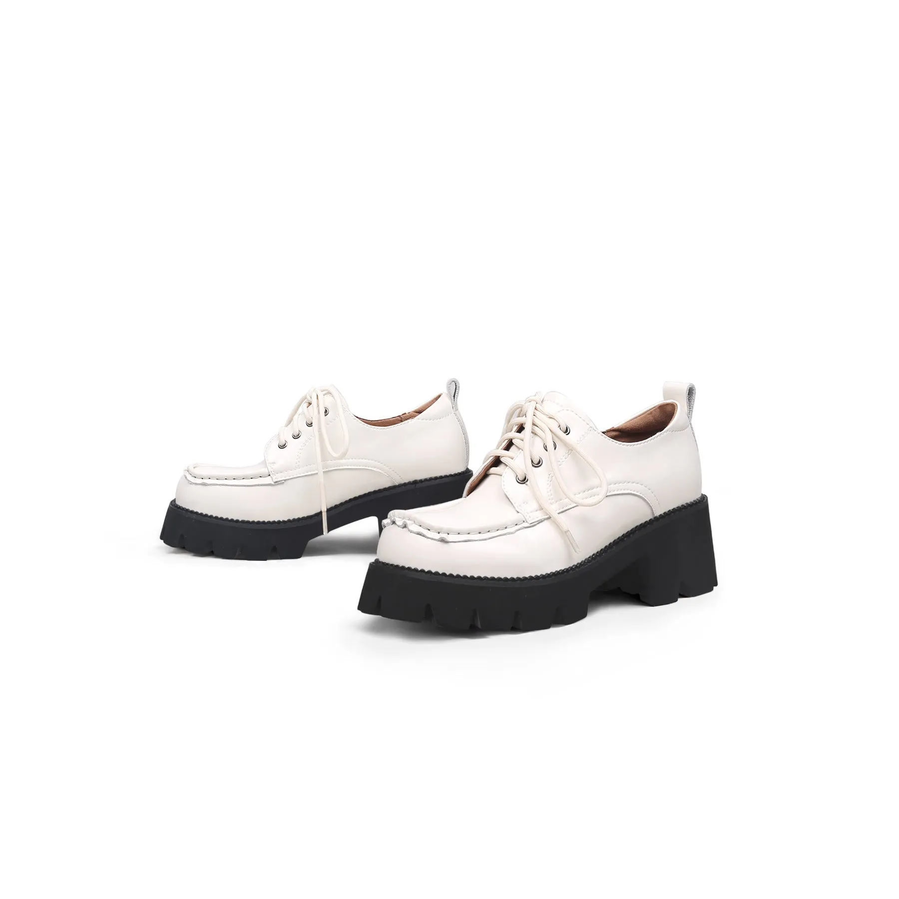Lug Platform Leather Sneaker Ivory