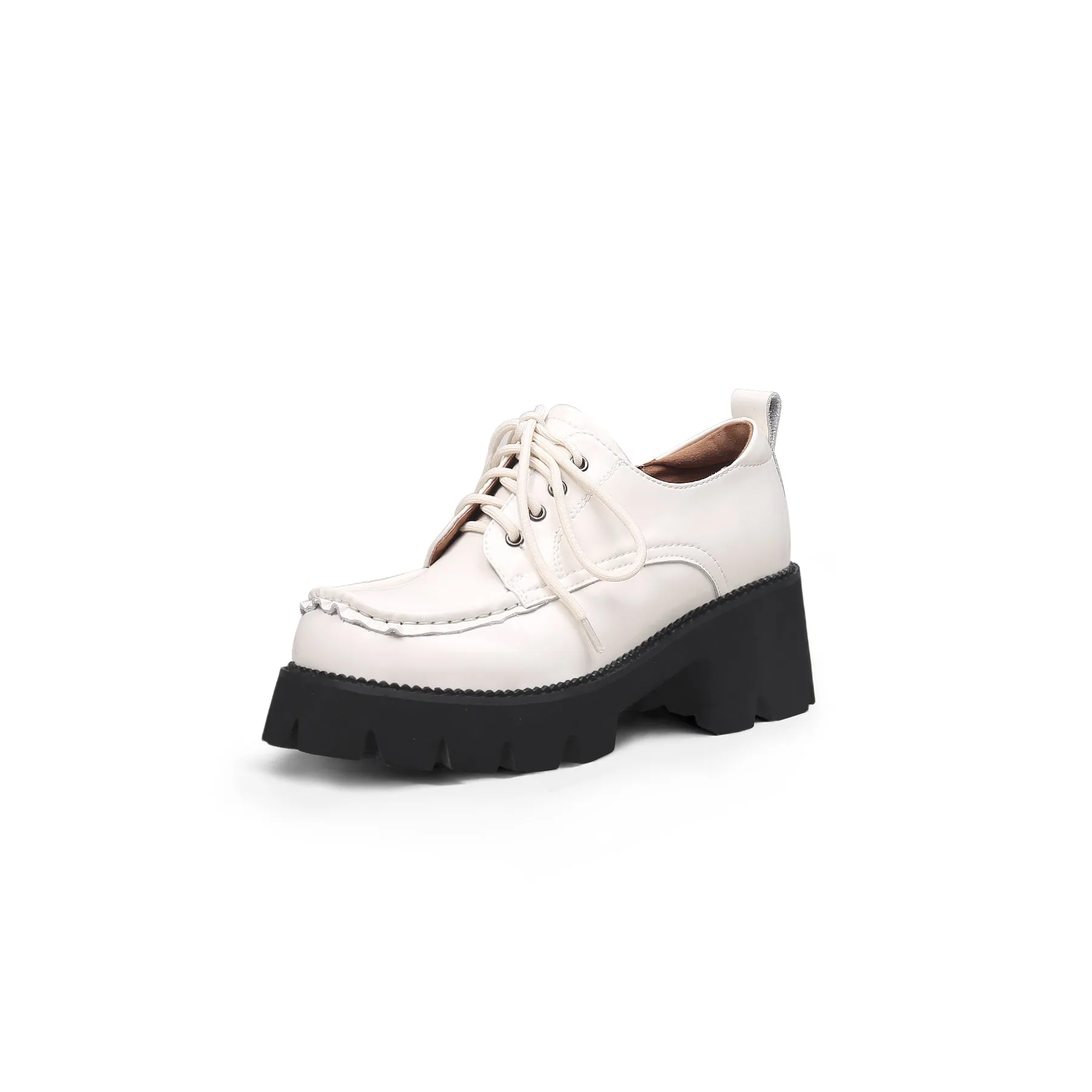 Lug Platform Leather Sneaker Ivory