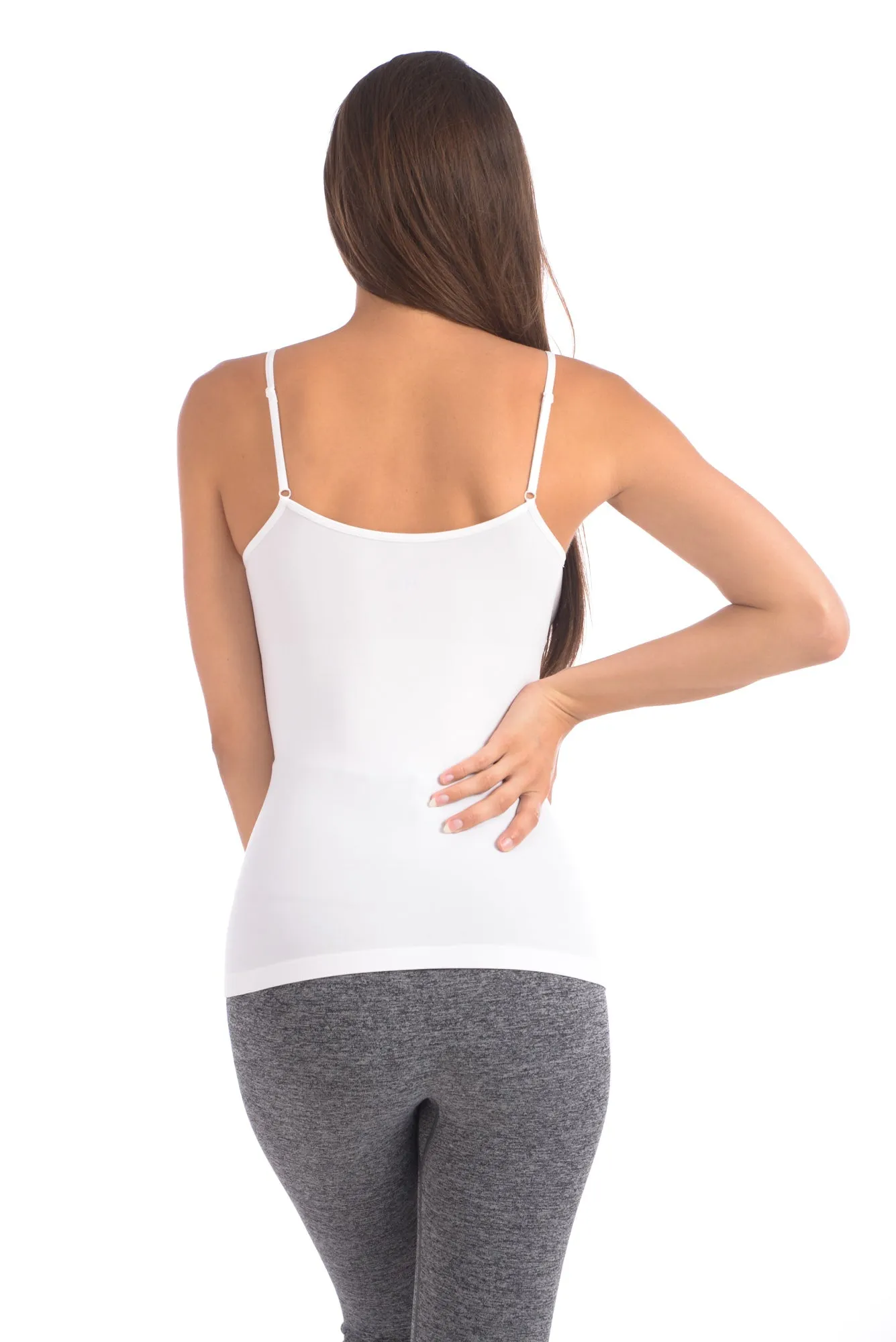 Luxe Smooth: Seamless Slimming Camisole with Lace Trim – White