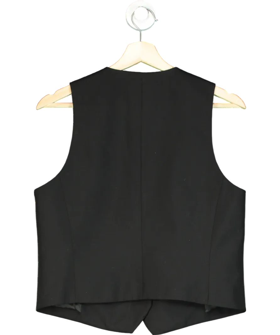 MANGO Black Check Wool-blend Suit Waistcoat UK L