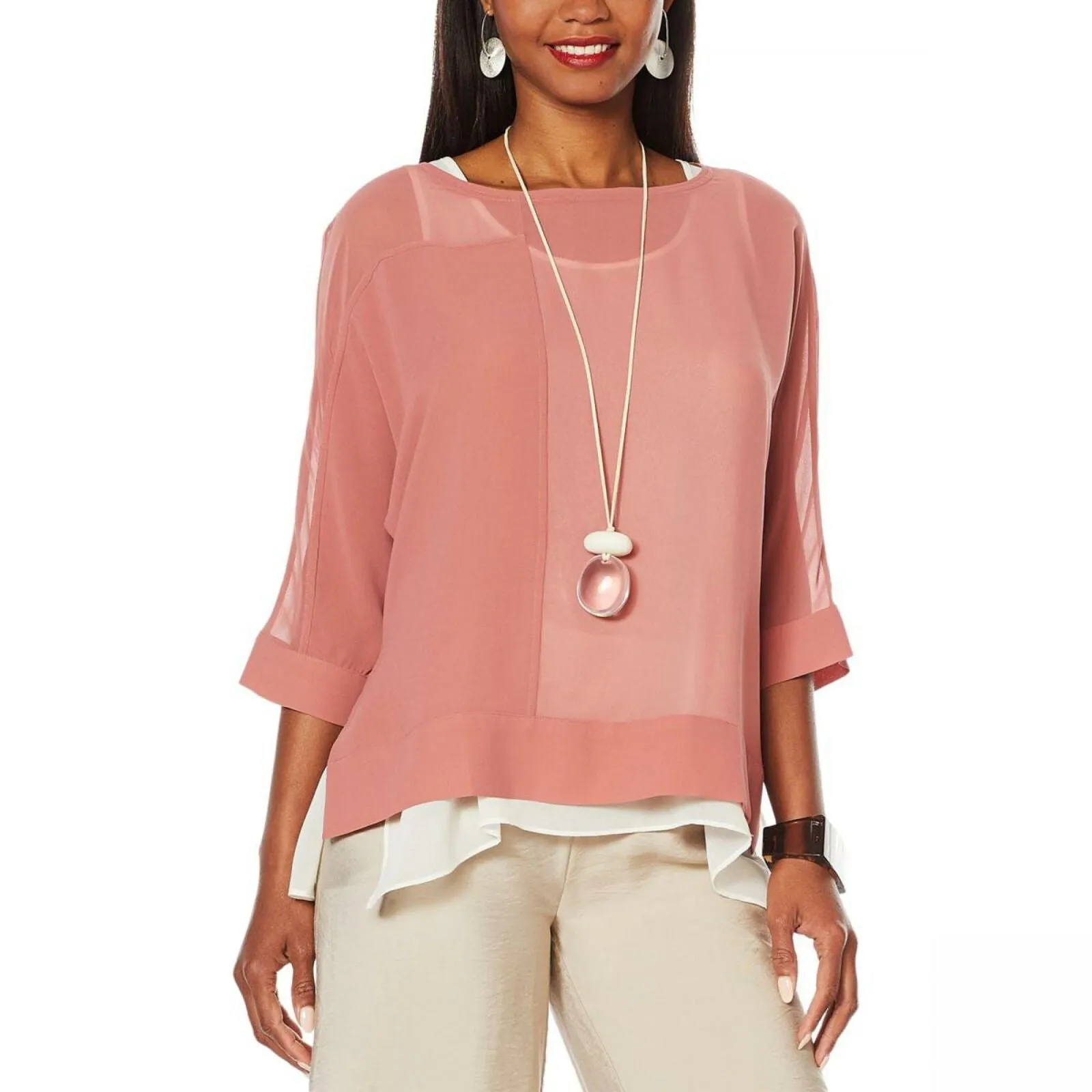 MarlaWynne WynneLayers Women's Plus Size Seamed Poncho Blouse