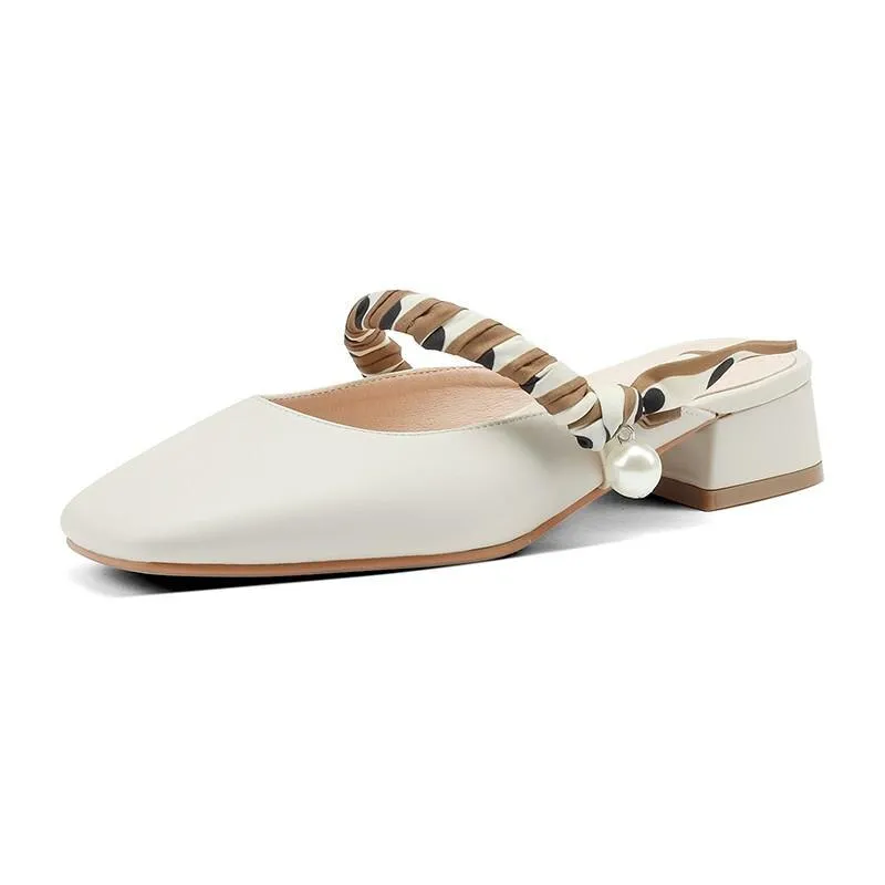 Meera Scarf and Pearl Strap Mules - 2 Colors