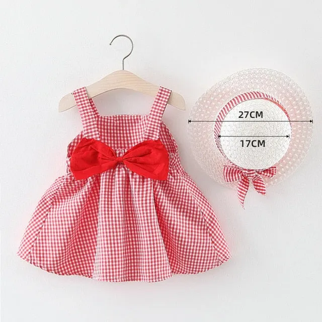 Melario Children's Clothing Baby Girl Clothes Summer Party Clothing for Girls Dress Cherry Dot Princess Dresses Bow Hat Outfits