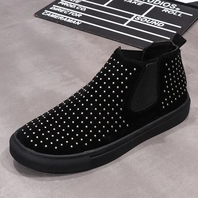 Men high top casual shoes zip punk sneakers