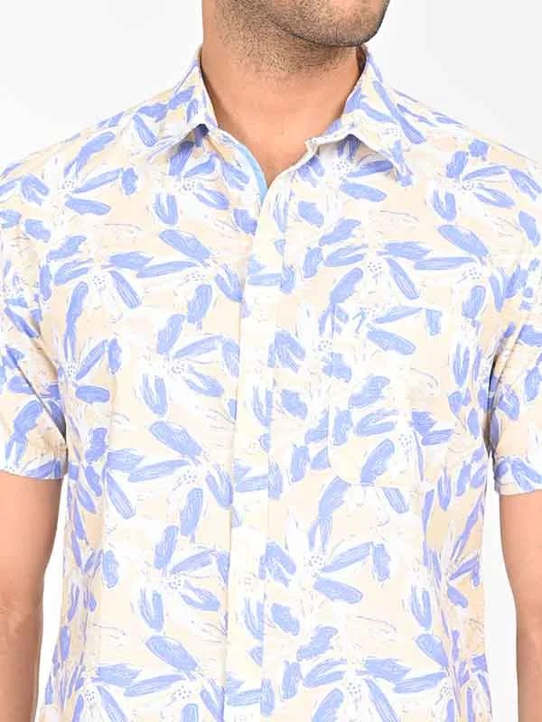 Men Printed Half Sleeve Cotton Shirt