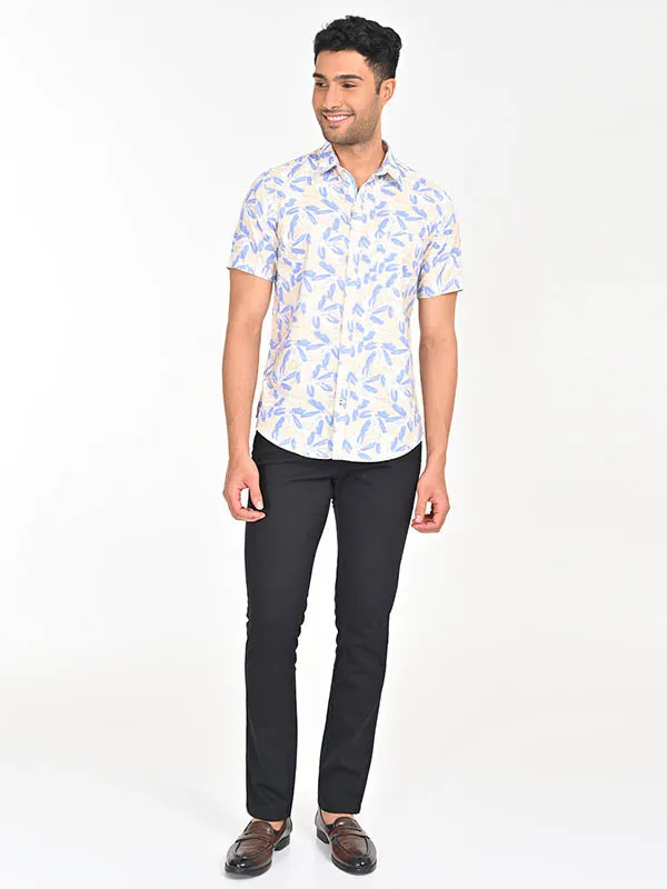 Men Printed Half Sleeve Cotton Shirt