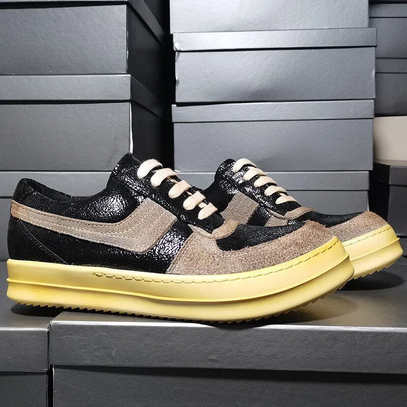 Men Vintage Patchwork Casual Shoes New Thick Platform