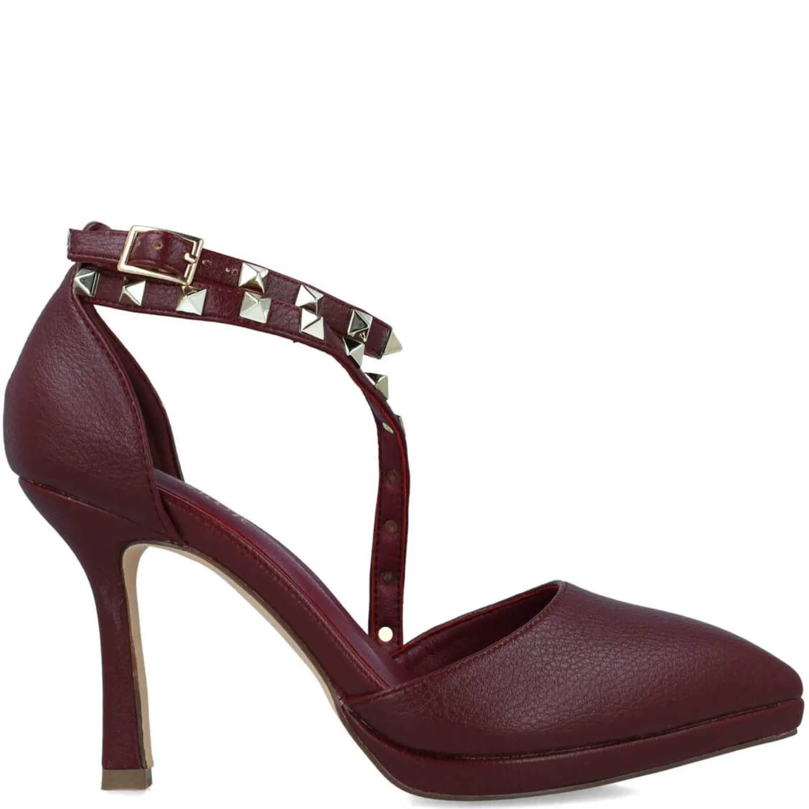Menbur Burgundy Studded Crossover Strap Shoes