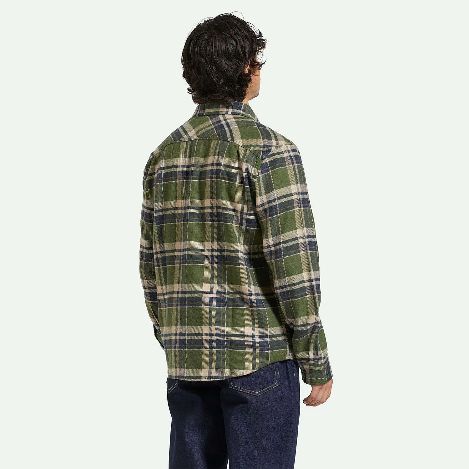 Men's Bowery Long Sleeve Flannel - Cypress Green/Washed Navy/Whitecap