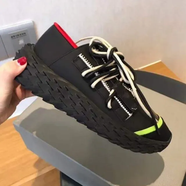 Mens Genuine Leather Shoes Lace Up Flat Platform Sport Shoes