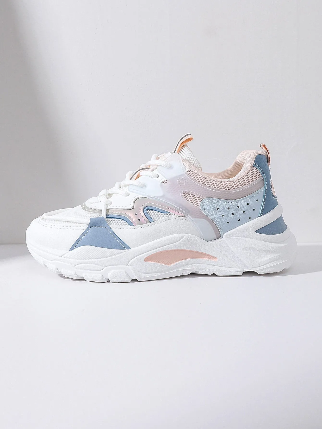 Mesh Panel Lace Up Front Chunky Sneakers - Multicolor - FD ⚡