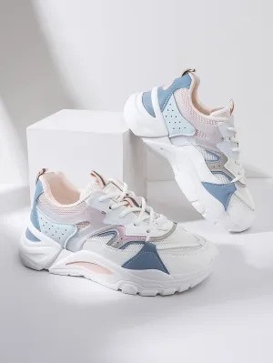 Mesh Panel Lace Up Front Chunky Sneakers - Multicolor - FD ⚡