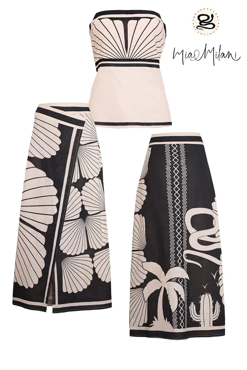 Mia Milani. - Serena Midi Wrap Skirt. - Palm Canyon