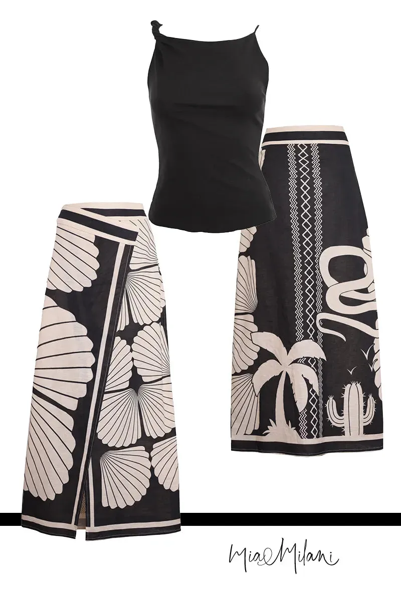 Mia Milani. - Serena Midi Wrap Skirt. - Palm Canyon
