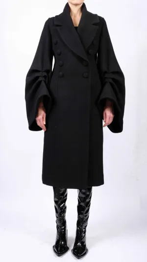 Midi Wool Coat with Sleeve Detail